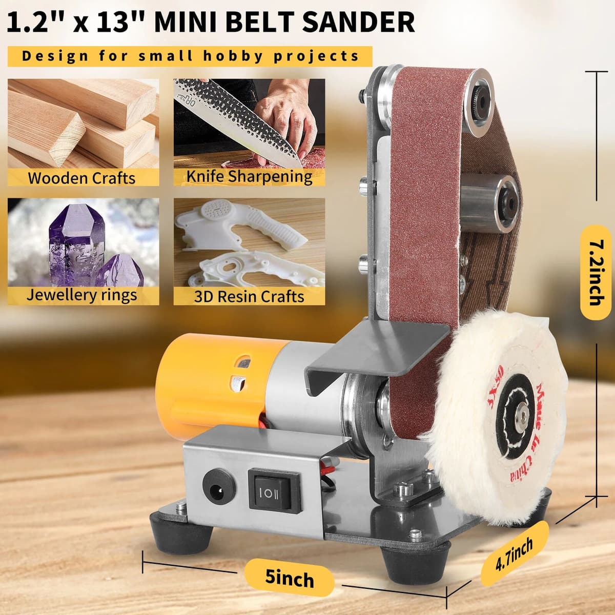 NuoDunco Mini Speed Regulating Electric Belt Sander Multifunctional Belt Polishing Grinder for Knife Sharpening DIY Grinding Tool110-220V