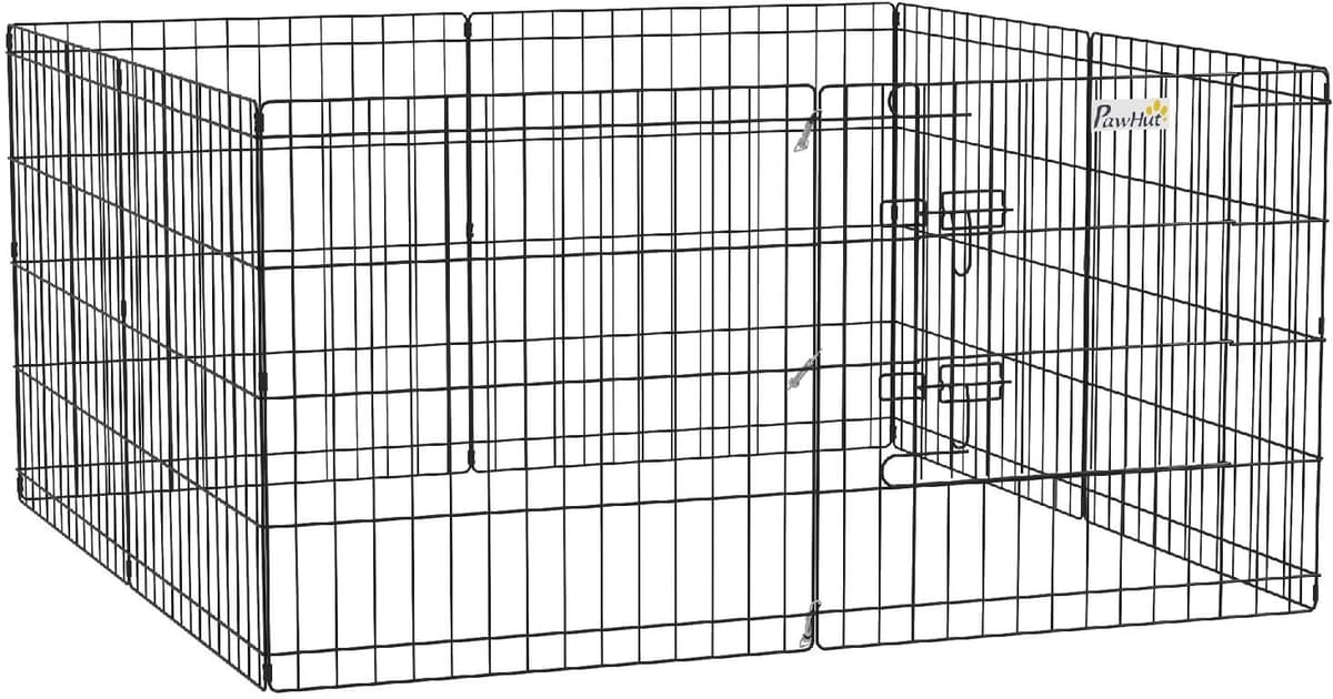 allmypets 1bkam214 Recinto Per Cani Da Esterno E Interno Con 8 Pannelli A Rete E Porta 61 X 61 Cm Colore Nero - 1bkam214
