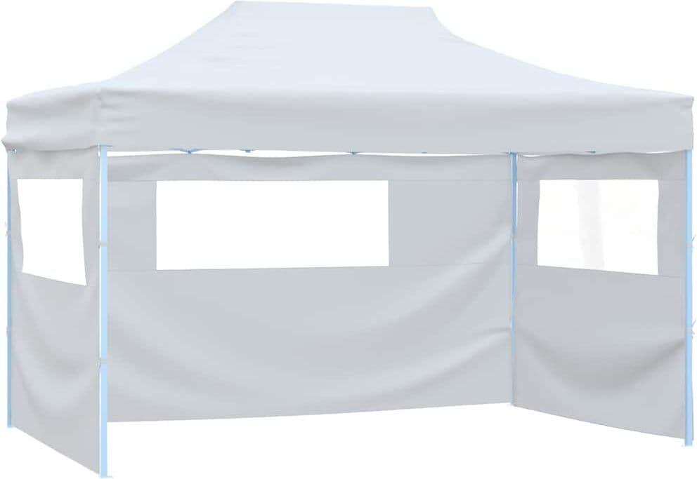 vidaXL Tente pliable de réception avec 4 parois 3 x 4,5 m Blanc