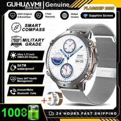 Inspire Select T Rex 3 Military Smart Watch GPS AMOLED Bluetooth Call Sports Fitness Tracker silver Mesh Belt 2 original Box