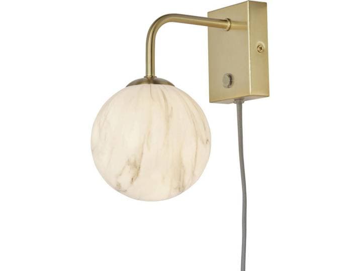 It's about Romi Wandleuchte Carrara Globus, Weiß, Goldfarben, Metall, Glas, mit Schalter, Lampen & Leuchten, Innenbeleuchtung, Wandleuchten, Wandlampen mit Schalter