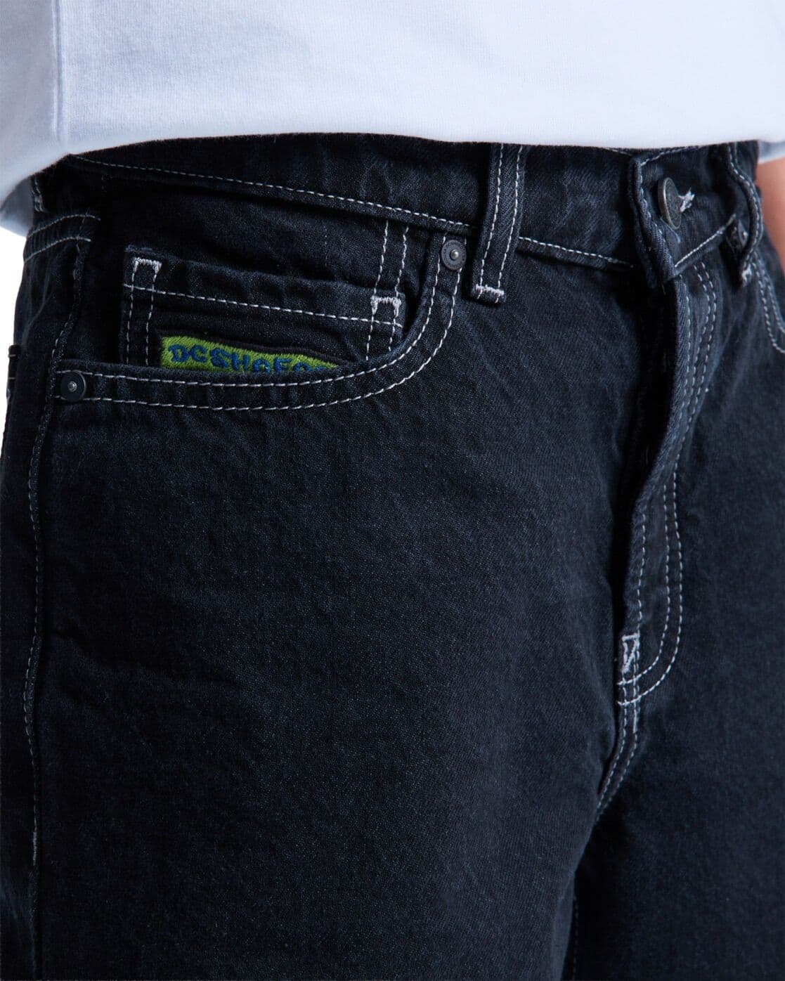 3/4-Jeans DC SHOES "Baggy", Kinder, Gr. 14(155-164cm), Normalgrößen, schwarz (schwarz tint), Obermaterial: 75% Baumwolle, 25% Baumwolle., Jeans 3/4-Jeans