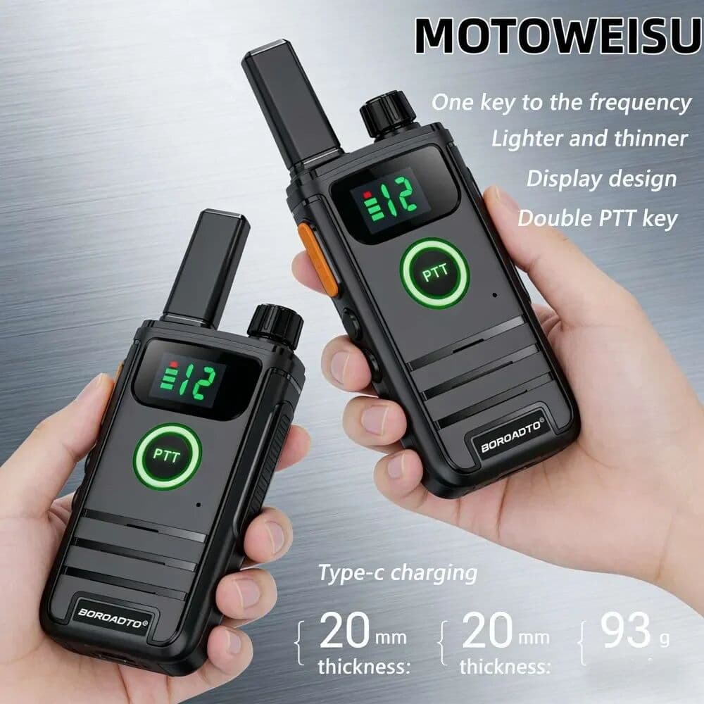 MOTWEISU Mini Portable Two-Way Radio with Long Battery Life 16 Channels One-Key Pairing for Outdoor Camping Hotel Restaurant Walkie Talki