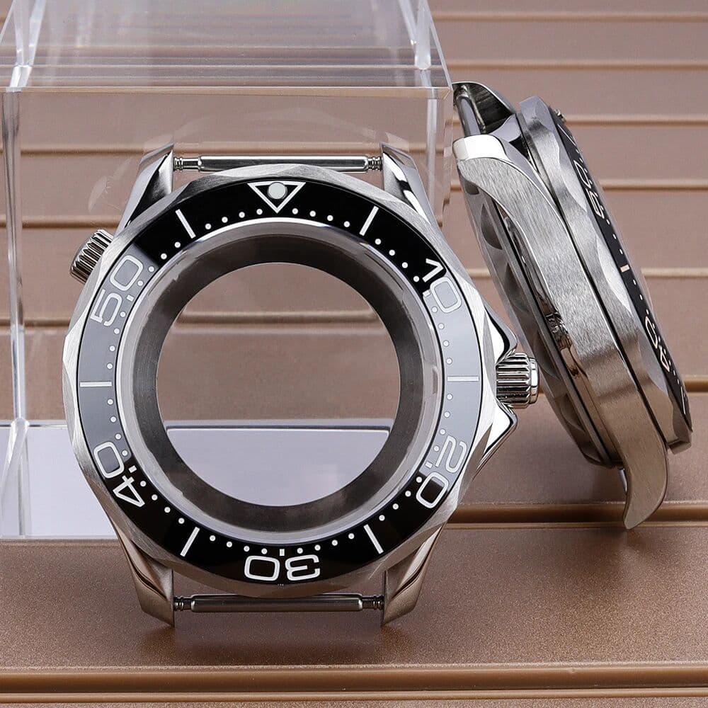 Fanya losch NH35 NH36 Case 41mm Silver Black Gold Watch Case for Mod Seamaster 300 NH35 NH36 NH38 NH70 Movement 31mm Dial Sapphire Seahorse