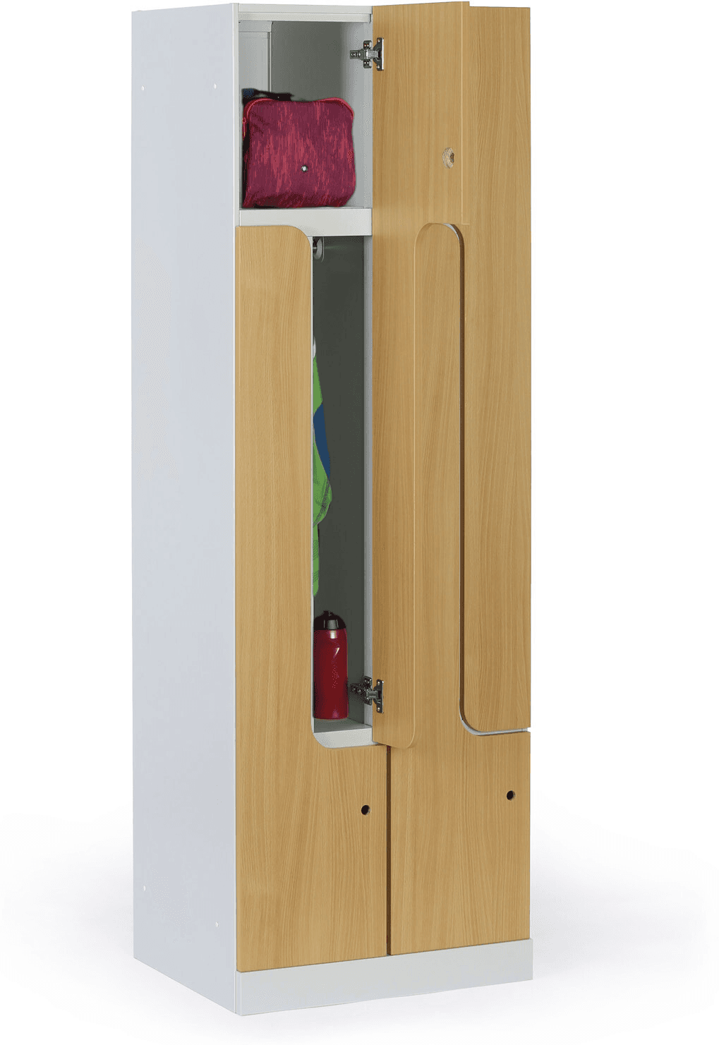 B2B Partner Kovová šatníková skrinka S1 Z, 4 oddiely, 1850 x 600 x 500 mm, demont, kódový zámok, laminované dvere, dub prírodný