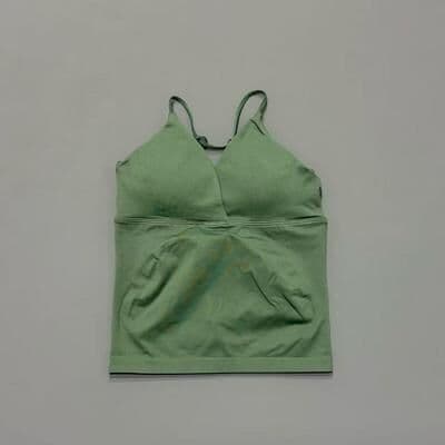 Daily Discovery Vision Twist Front Yoga Tank Top For Women Halter V Neck Longline Workout Top With High Stretch willow Green m