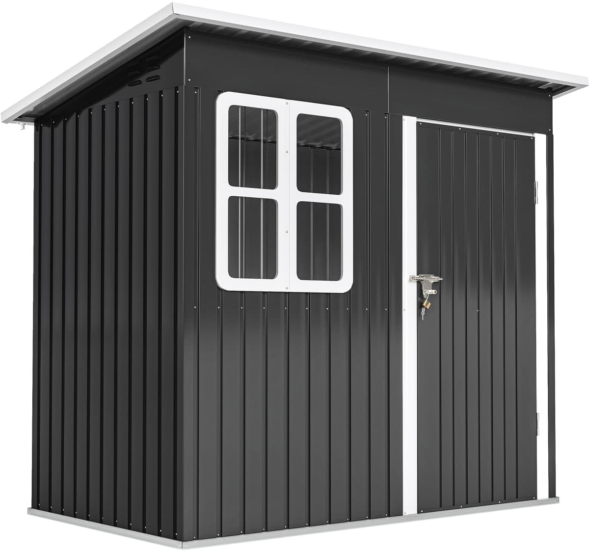 Altro Casetta Da Giardino In Acciaio Con Porta Con Blocco, Finestra E Prese D'aria, 2.2 X 1.3 M, Grigio