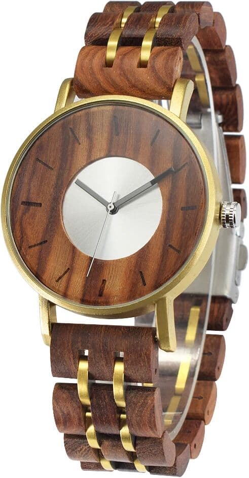 NONE Wooden Watch for Men Women, Stylish Chronograph Military Casual Calendar Wood Watches