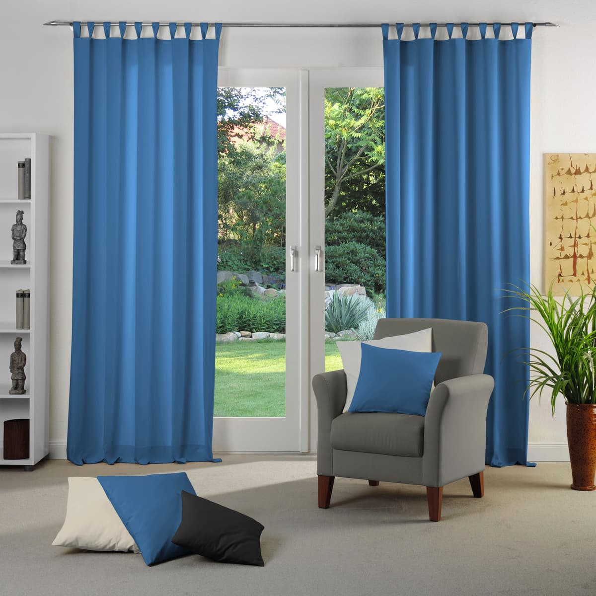 Vorhang WIRTH "Dim out", blau, B:142cm H:245cm, Polyester, Gardinen, Vorhang, nach Maß