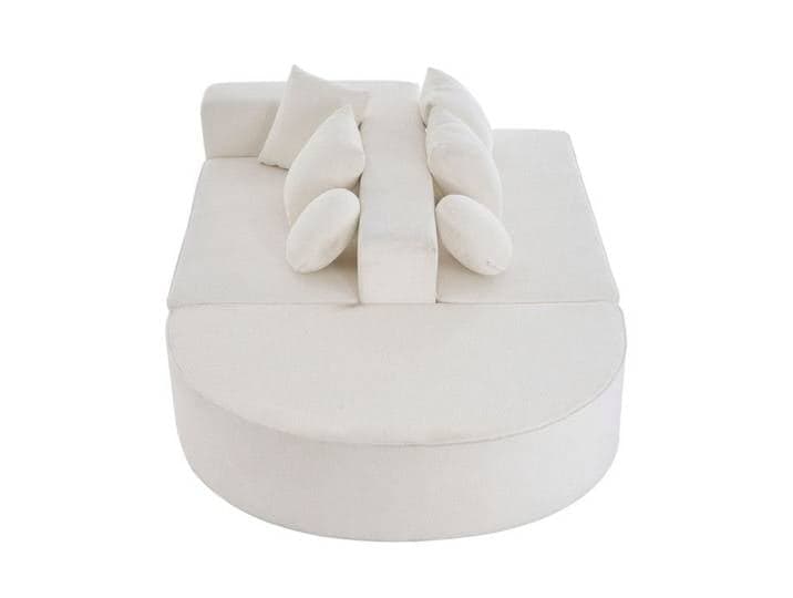 Canapé modulaire 5 places blanc tissu chenille compressé pour salon/chambre – confortable et gain de place