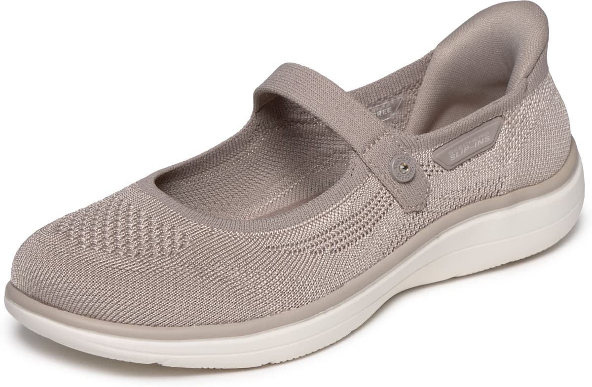 Ballerina SKECHERS "ON-THE-GO FLEX RADIANT-ESTEL", Damen, Gr. 40, Textil, beige (taupe), Schuhe Ballerina, Freizeitschuh, Schlupfschuh mit Handsfree Slip-Ins Funktion taupe 40, Textil