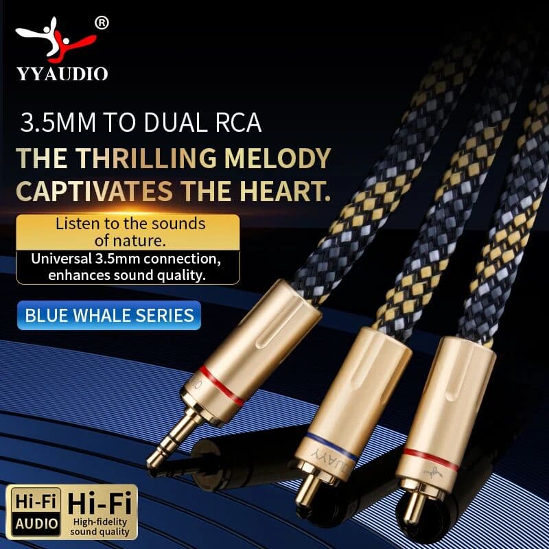 YYAUDIO 3.5mm to 2RCA Audio Cable HiFi Stereo AUX RCA Jack 3.5 Y Splitter for Amplifiers RCA Cable Audio Home Theater Cable RCA