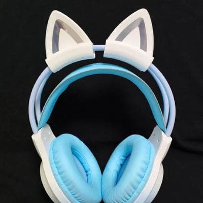 Inspired Living Cute Silicone Cat Ear Headphone Accessories Lightweight Gaming Headset Decoration Clips white