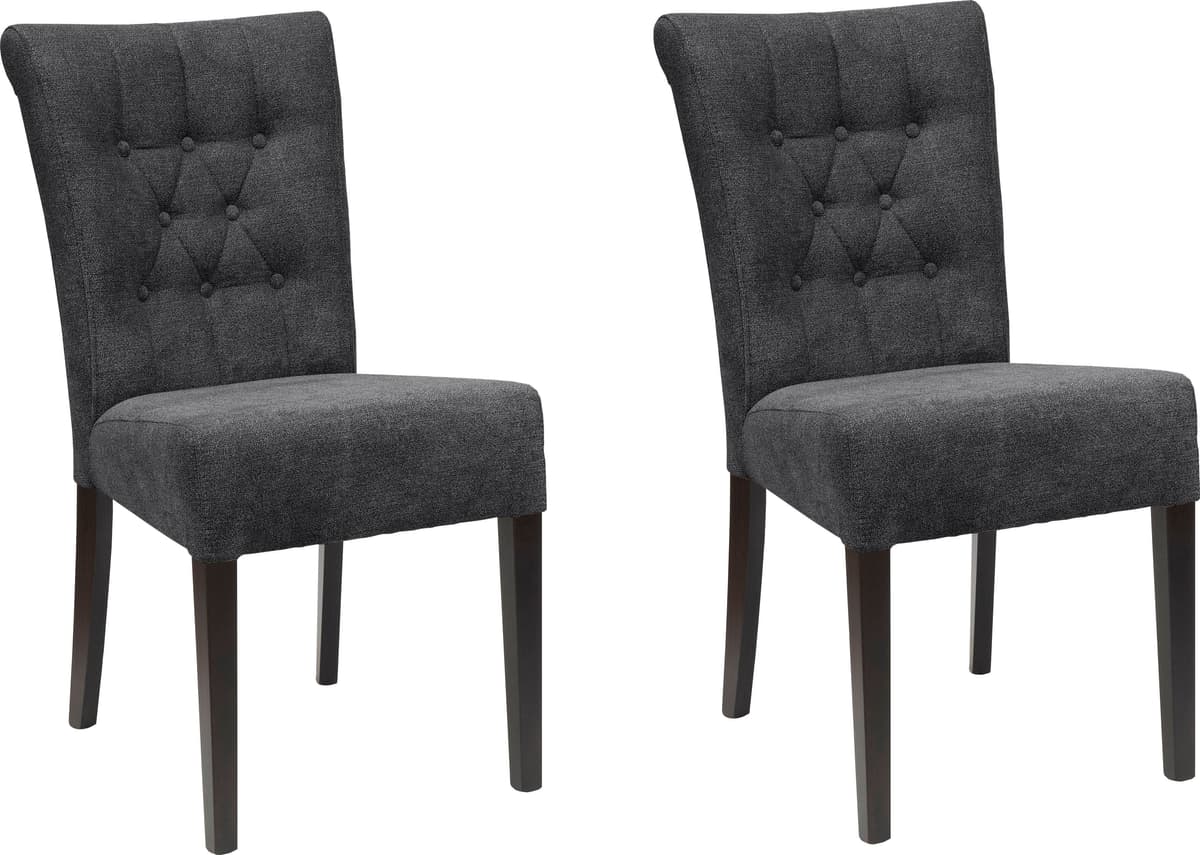 Esszimmerstuhl HOME AFFAIRE "Queen", grau (anthrazit, wenge), B:46cm H:93cm T:64cm, Polyester, Stühle, Esszimmerstuhl, Polsterstuhl mit Knopfheftung, 2er, 4er oder 6er Set anthrazit, wenge B/H/T: 46cm x 93cm x 64cm, 2 Stk., Feinstruktur Strukturoptik
