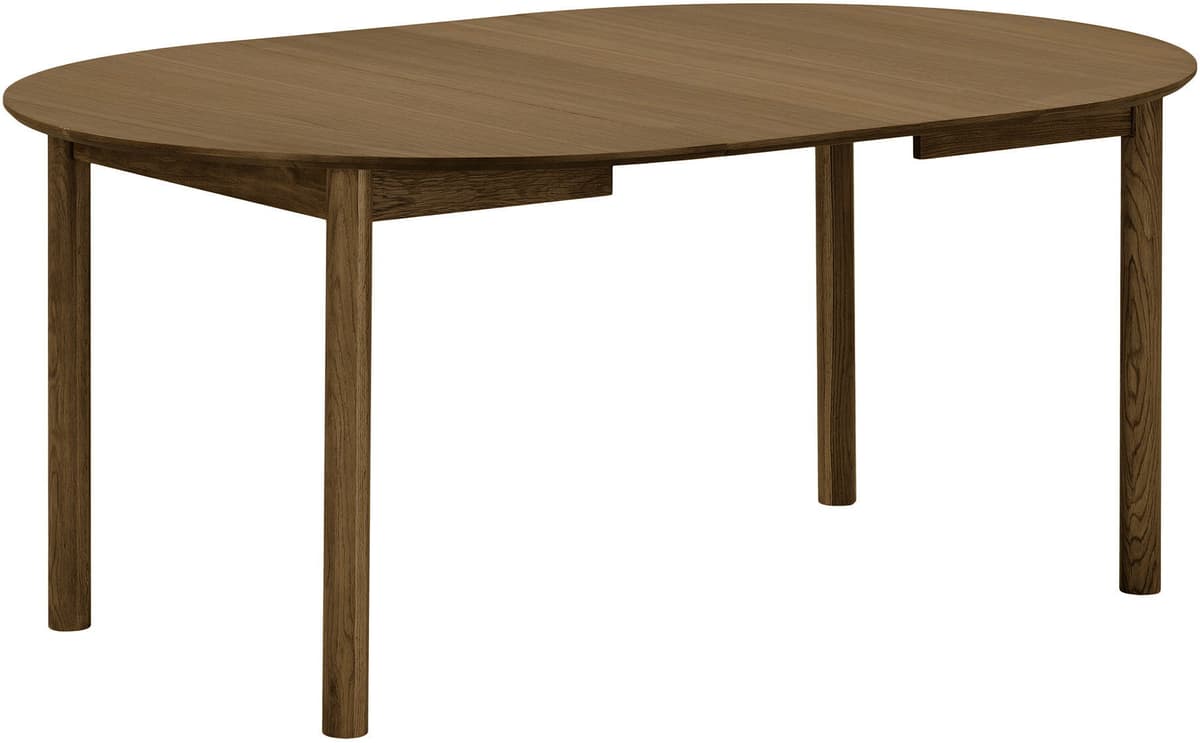 Nobeoka spisebord Ø120cm inkl. 2 ileggsplater 220cm eikefiner smoked.