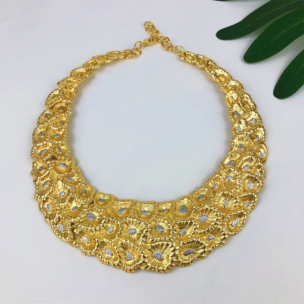 NONE Dubai Jewelry Set For Women 18K Gold Plated Luxury Necklace Earrings Bracelet And Ring Set Jewelry For Wedding Party Trending