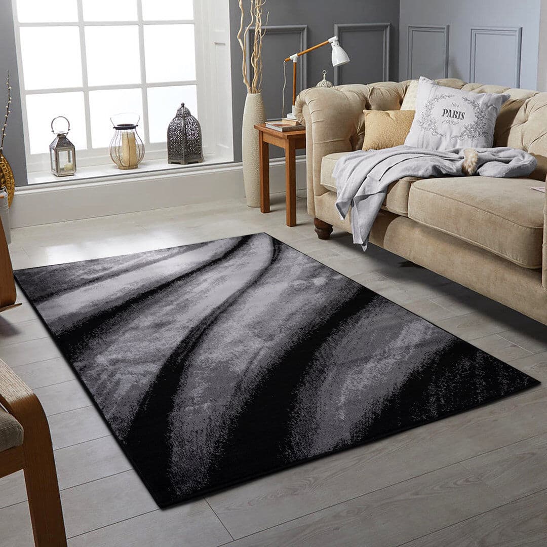 17 Stories Cassietta Rectangle Abstract Dhurrie Washable Area Rug Black Rectangle 200 x 290cm