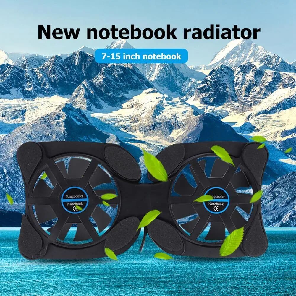 ALLOYSEED Portable Heat Dissipation Laptop Radiator Notebook Powered Laptop Cooler Dual Fan Cooling Pad for Notebook PC