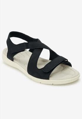 Wide Width Women's The Anouk Sandal by Comfortview in Black (Size 9 W)
