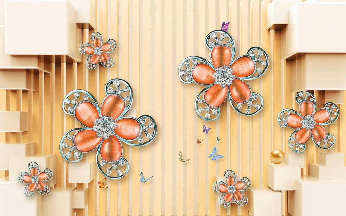 Fototapete PAPERMOON "Muster mit Blumen", bunt, B:2m L:1,49m, Vlies, Tapeten