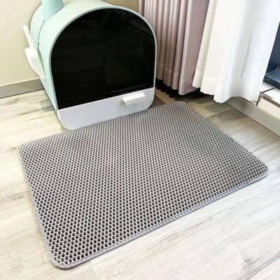 Inspire Select Waterproof Double Layer Cat Litter Mat Honeycomb Litter Trapping Pad For Cats & Dogs gray 21.7 X 29.5 In