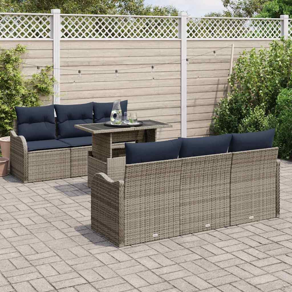 vidaXL Ensemble de canapé de jardin 7 pc Gris polyrotin