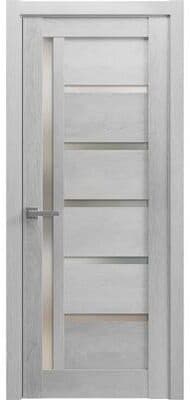 SARTODOORS Quadro 4088 Light Grey Oak MDF Interior Swing Door with Frosted Glass