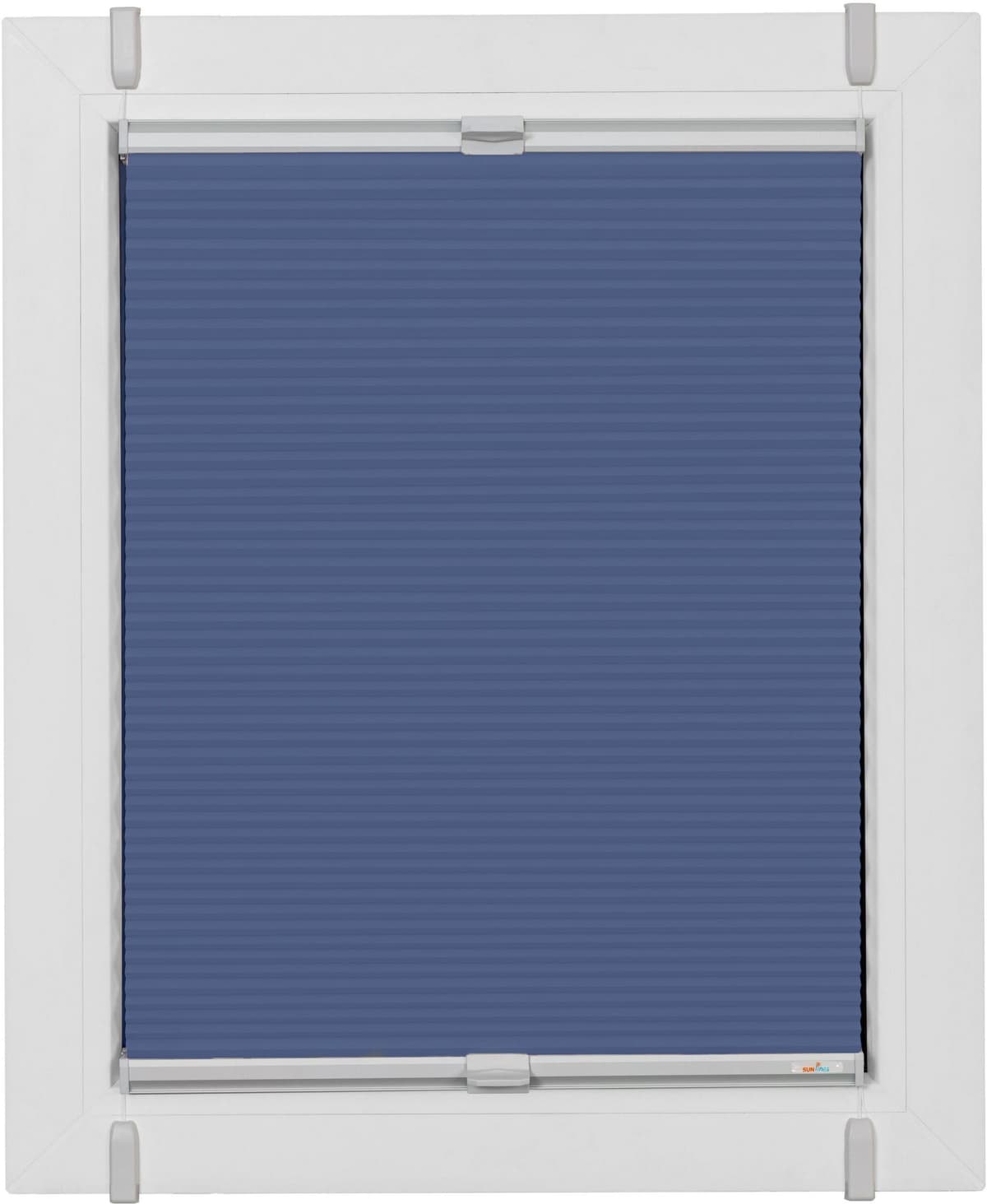 Plissee SUNLINES "Start-up Style Honeycomb, ohne Bohren, Klemmfix, Wabenplissee", blau (dunkelblau, silberfarben, silberfarben), B:41cm H:175cm, Obermaterial: 100% Polyester, Plissees, Plissee, verspannt mit Simply-Fix Klemmträger, Wabenplissee, nach Mass
