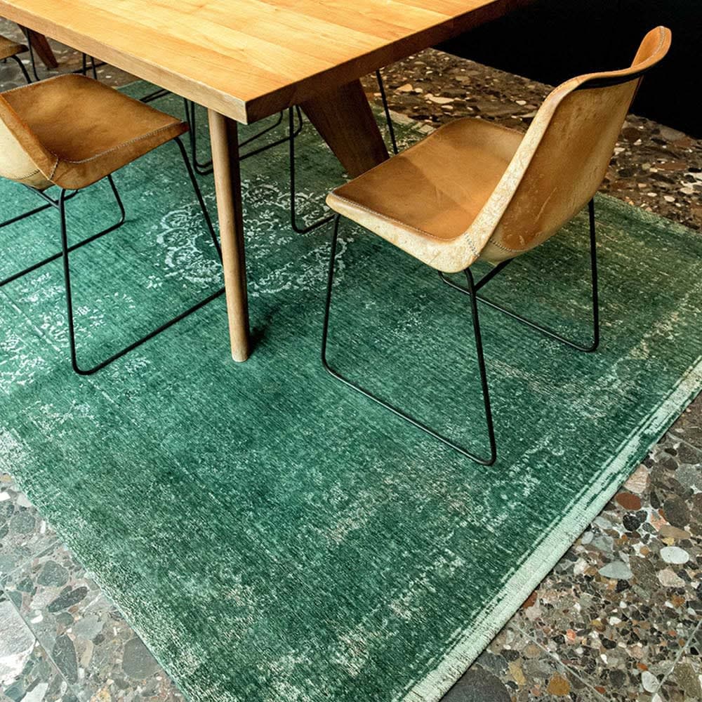 Louis de Poortere Medallion - alfombra lavable interior/exterior verde 280x390