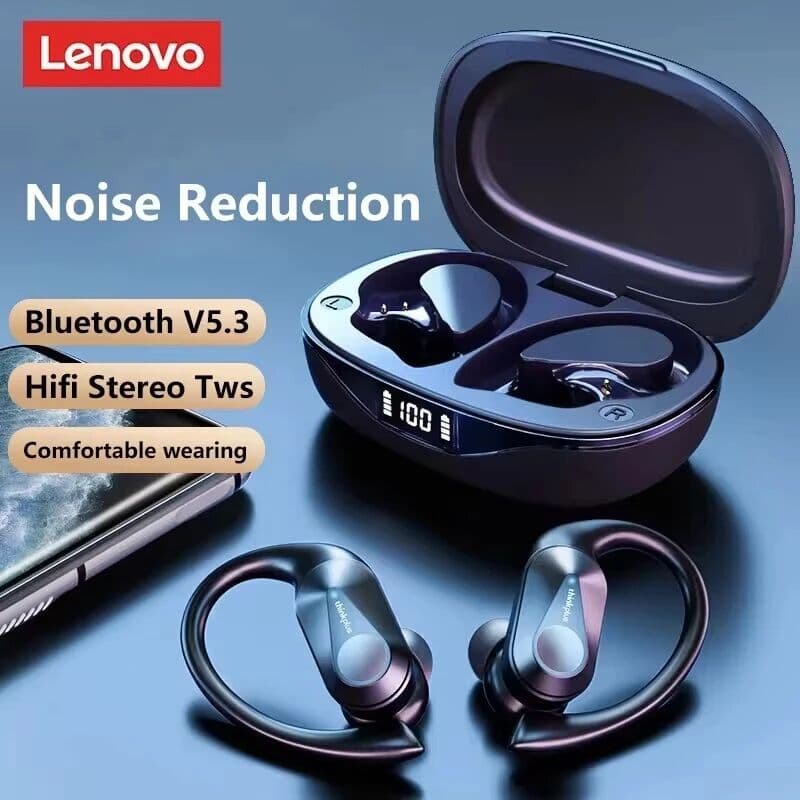 Lenovo Original LP75 TWS Bluetooth 5.3 Headphones Wireless Music Earphones LED Digital Display Noise Reduction Game Earbuds