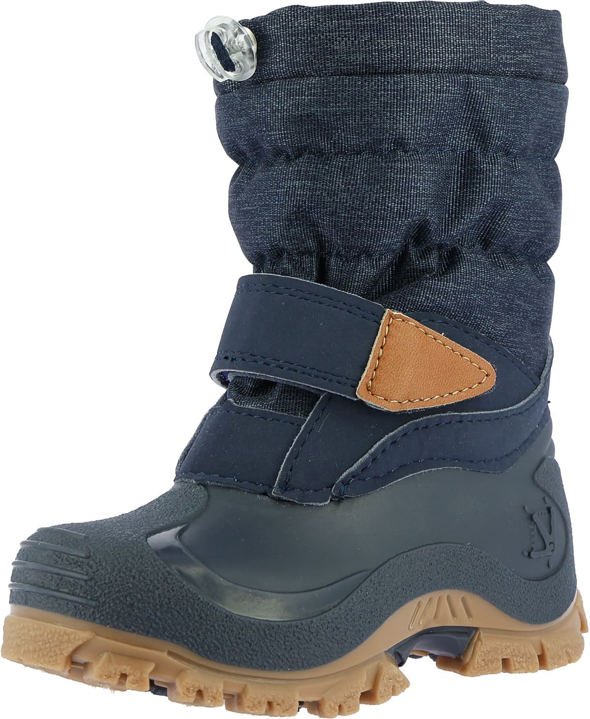 Snowboots LURCHI "Finn", Jungen, Gr. 34, Warmfutter, blau (navy, gemustert), Synthetik, Textil, Schuhe Snowboots, Winterboots mit Schurwolle, Grössenschablone zum Download navy, gemustert 34, Warmfutter