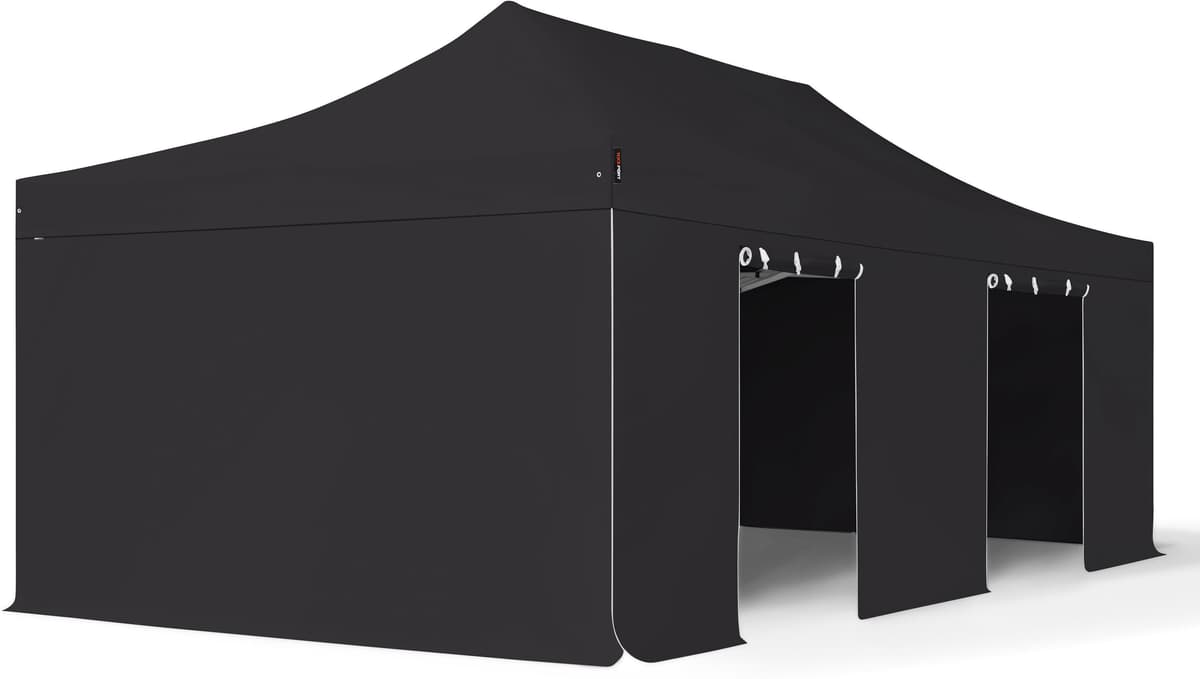 TOOLPORT 4x8m Alumiini pop-up teltta, sis. 4 sivuseinää, musta - (59062)