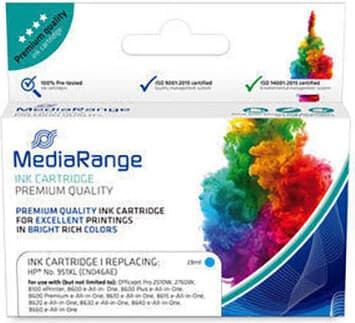 MediaRange MRHP951CXL HP 951XL compatibele printerpatroon met chip in de kleur cyaan