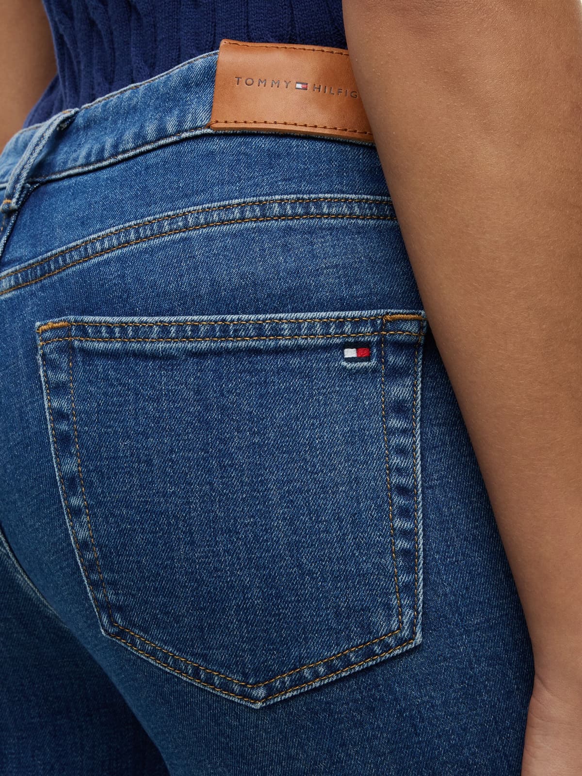 Slim-fit-Jeans TOMMY HILFIGER "SLIM RIAN RW", Damen, Gr. 32, Länge 28, blau (rian), Denim/Jeans, Obermaterial: 99% Baumwolle, 1% Elasthan, unifarben, slim fit lang, Jeans Slim-fit-Jeans, Baumwollmischung, slim fit rian 32, Länge 28