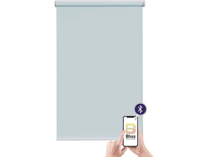 Elektrisches Rollo SUNLINES Akkurollo Upcycling appgesteuert, blickdicht, Sunlines , grau, B:110cm H:220cm, Kunststoff, Metall, Polyester, Rollos, Elektrisches Rollo, appgesteuert via Bluetooth