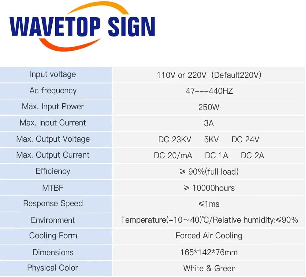 SignkoRay MYJG-40W CO2 Laser Power Supply MYJG-50W HY-T50W 110V/220V For CO2 Laser Tube High Voltage Engraving Cutting Machine