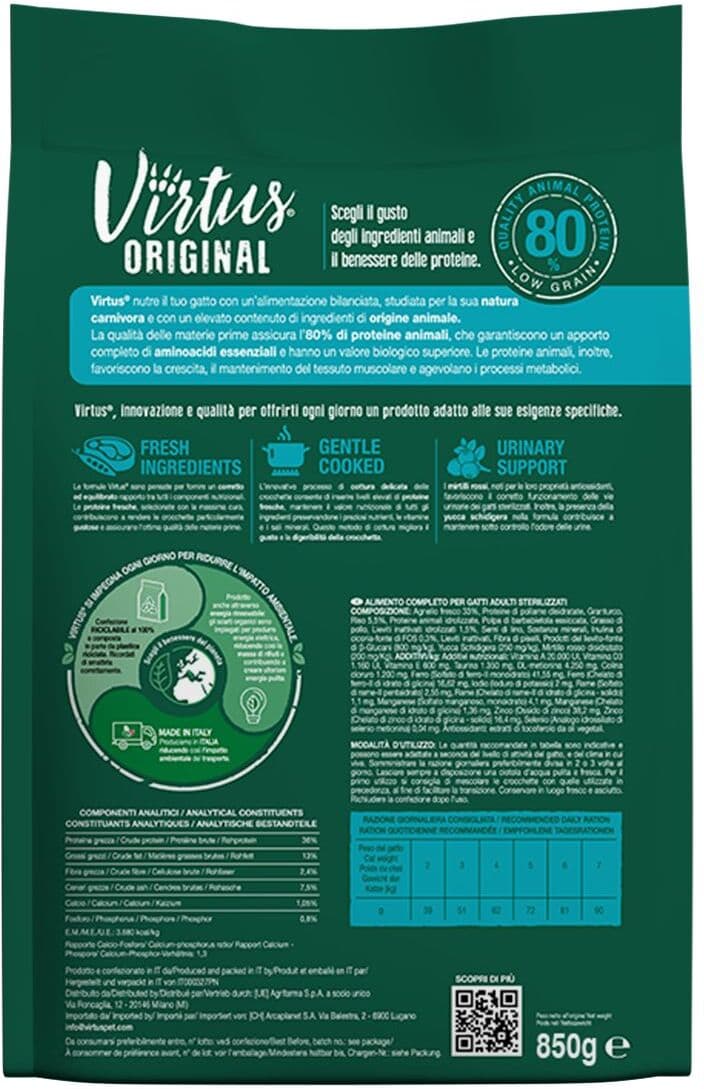 Virtus Cat Sterilised Primitive Formula 850G