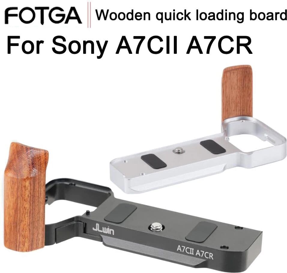 FOTGA For Sony A7CII A7CR Camera Grip L-type Quick Release Plate Pear Wooden Grip Aluminum Base Portable Hand Bracket Accessorie