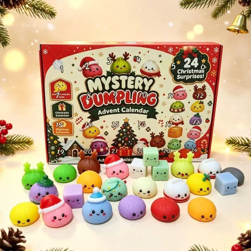 NONE Christmas Squishy Advent Calendar 24 Day Countdown Surprise Box Dumpling Squishies Squeeze Sensory Christmas Gift