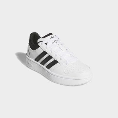 Sneaker ADIDAS SPORTSWEAR "HOOPS CLASSIC J", Mädchen, Gr. 35,5, schwarz-weiß (cloud weiß, core schwarz, orbit grau), Synthetik, Schuhe Sneaker, für Kinder & Jugendliche