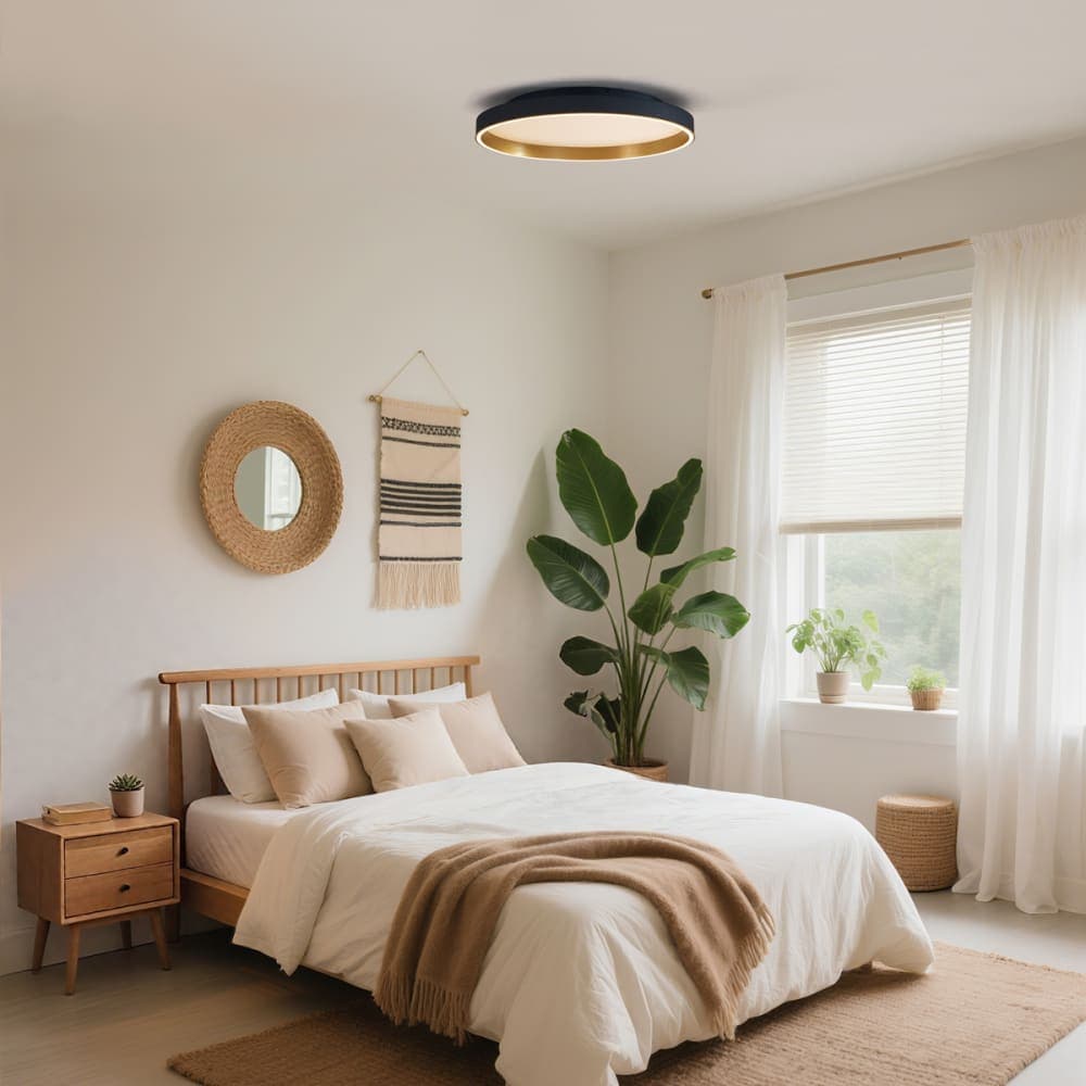 QAZQA Plafón diseño negro dorado led 60 cm