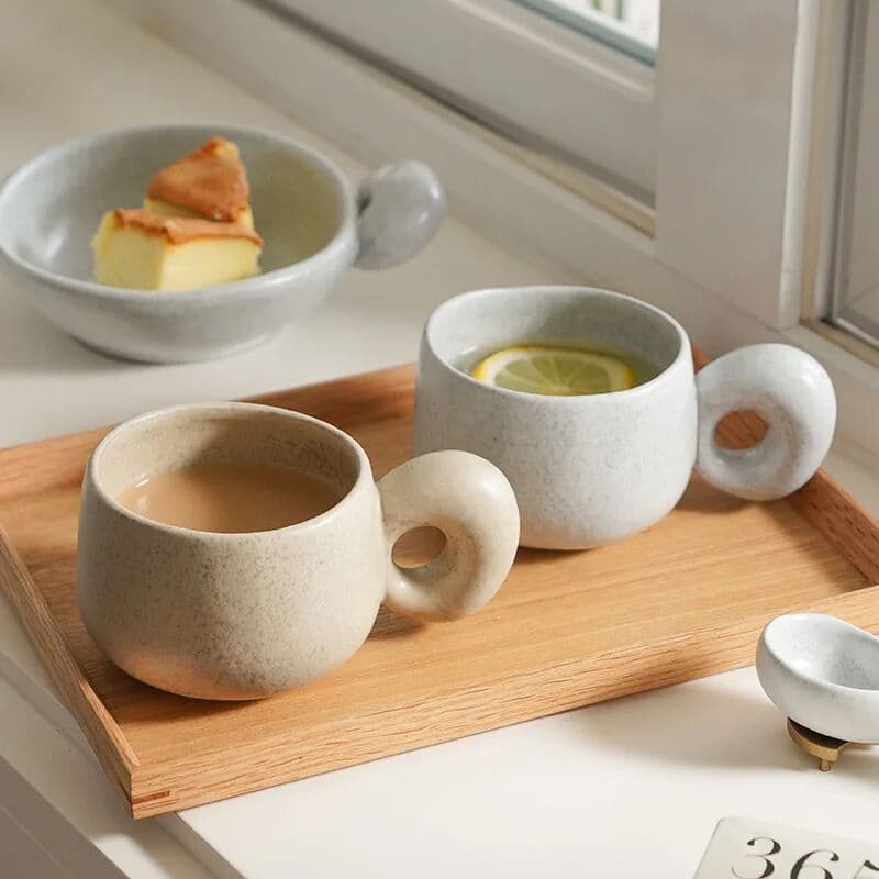 NONE 300/600ml Japanese Stoneware Retro Coffee Mug Breakfast Milk Oatmeal Cups Office Couple Water Mug Design Style Mug Birthday Gift