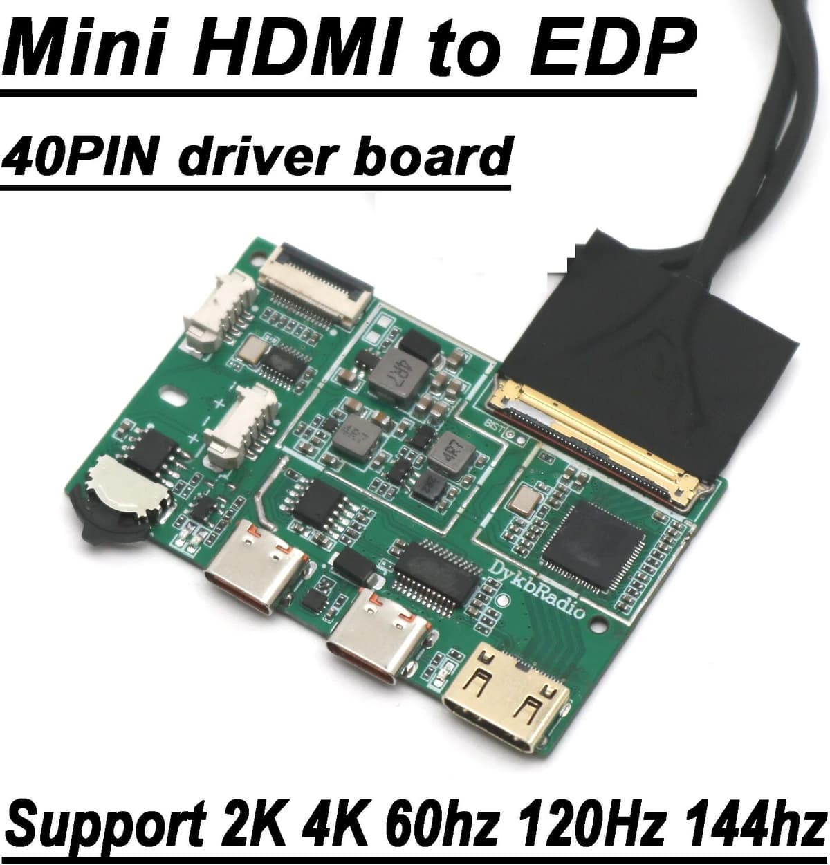DykbRadio 2K 4K HDMI To EDP Driver Board 40PIN EDP Signal LCD Display Screen Adapter Portable LCD Display Projection 4LAN 60hz 120Hz 144hz