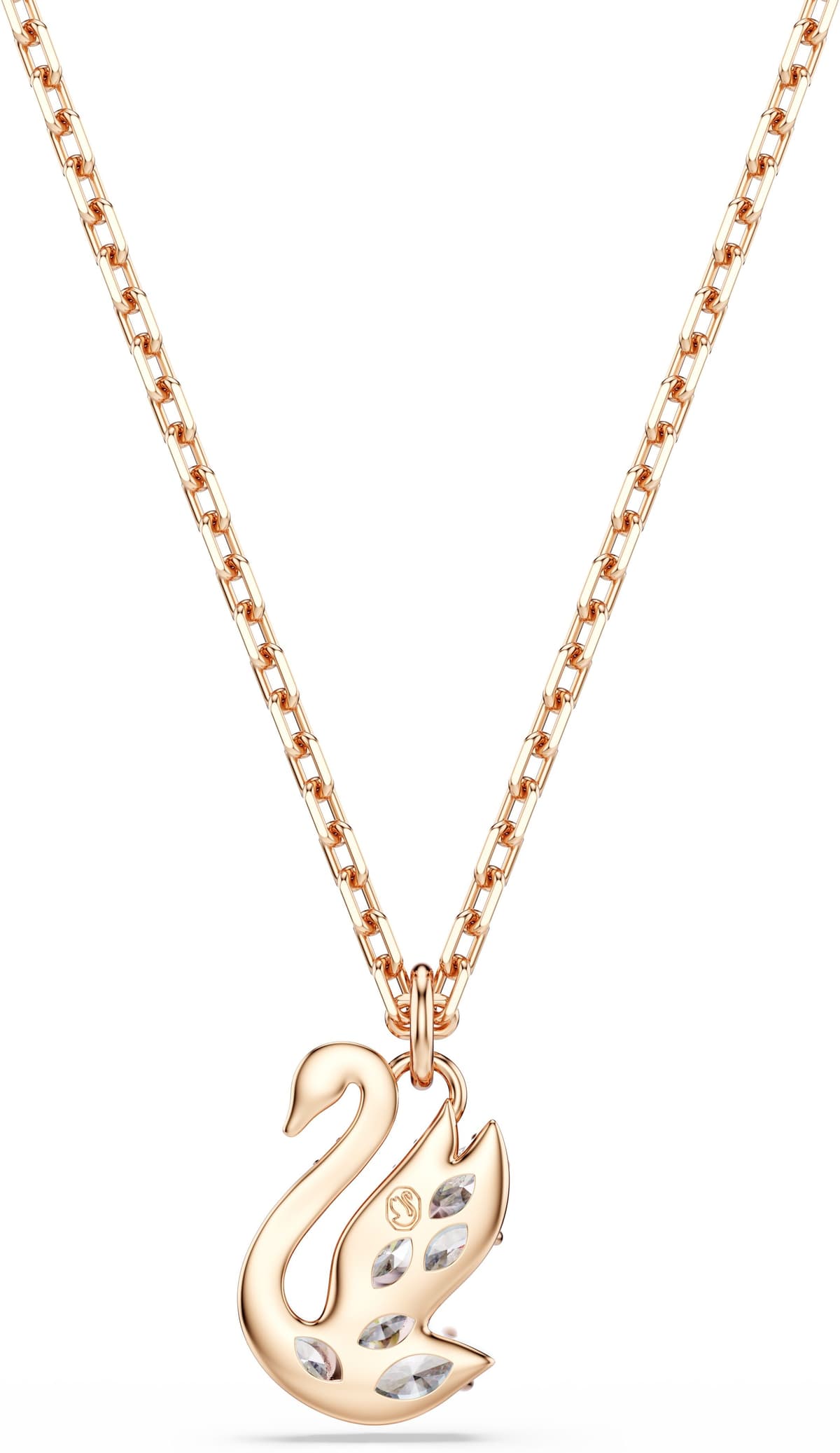 Kette mit Anhänger SWAROVSKI "Schmuck Geschenk Swan Halskette", rosa (roségoldfarben, kristallweiß), Halsketten, Damen, Metall, mit Swarovski Kristall, Zirkonia (synth.)