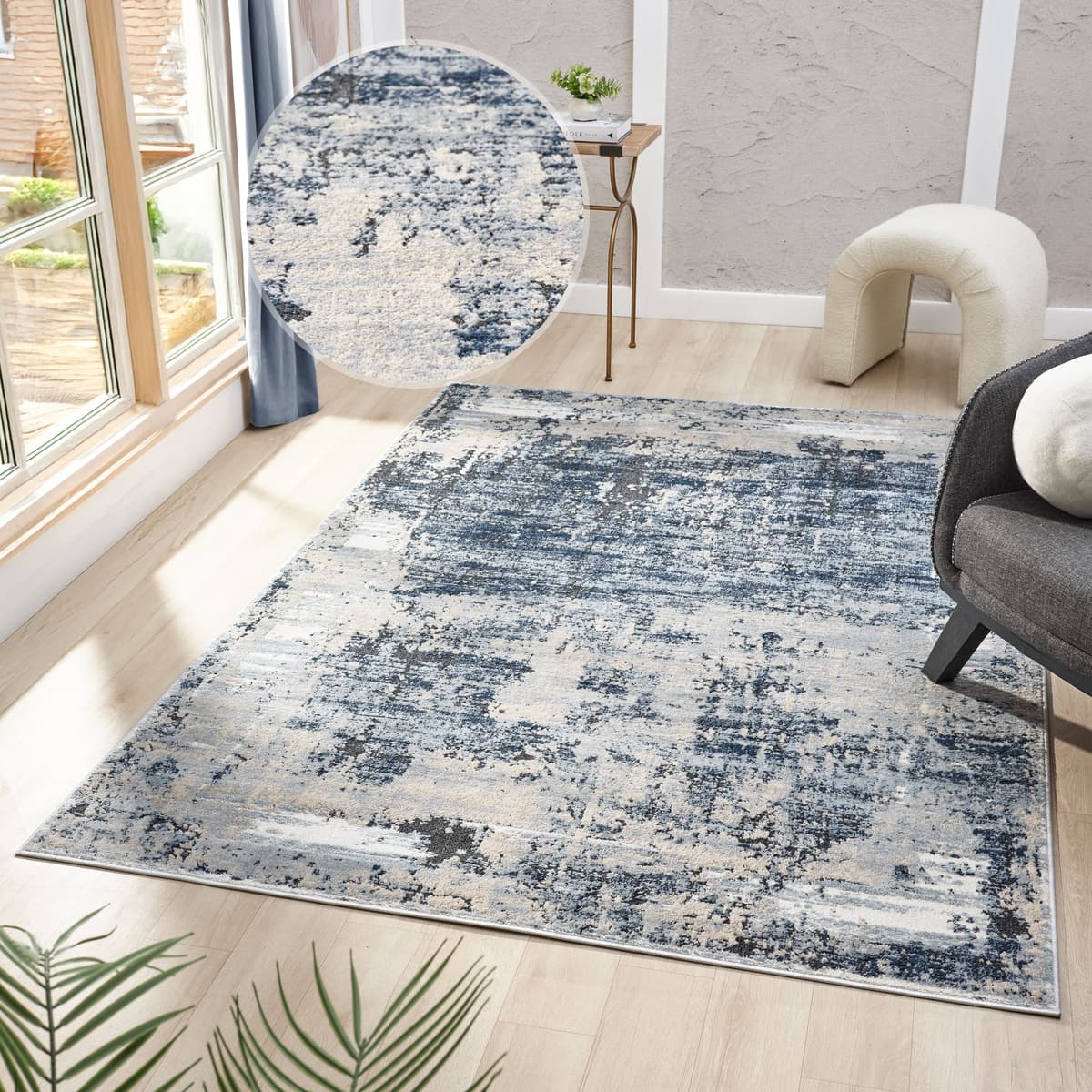 Teppich GOODPRODUCT "Hamsa, in Standard- und Premium-Qualität, 9 mm oder 14 mm Höhe" Gr. 8, blau, B:300cm L:400cm, Kunstfaser, Teppiche, Teppich, Dezenter Glanz, Hoch-Tief, Vintage-Look & dichte Designer-Qualität blau B : 300cm 1 Stk., Standard - Höhe 9mm