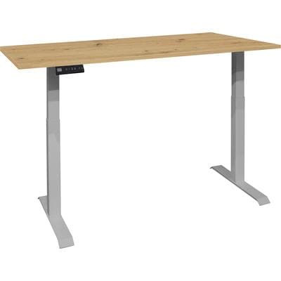 Schreibtisch MÄUSBACHER "Big System Office", silber (silber, asteiche, silber, asteiche), B:160cm, Tische, Schreibtisch, Breite 160 cm, elektrisch höhenverstellbar