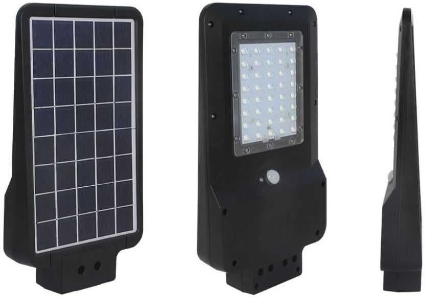V-Tac Vt-St15 Armatura Stradale Led 15w Autoalimentato Nero Con Pannello Solare E Sensore Pir Bianco Freddo 6400k - Sku 8548