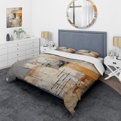 DESIGN ART "Designart ""Abstraction I"" Yellow Modern - Bedding Cover Set With Shams"