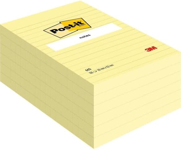 Notes POST-IT linjerat 102x152mm gul 6st