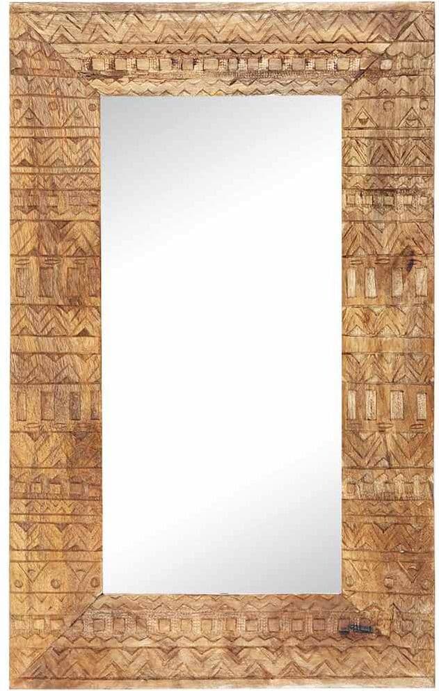 vidaXL Miroir sculpté à la main 80x50x2,5 cm bois de manguier solide